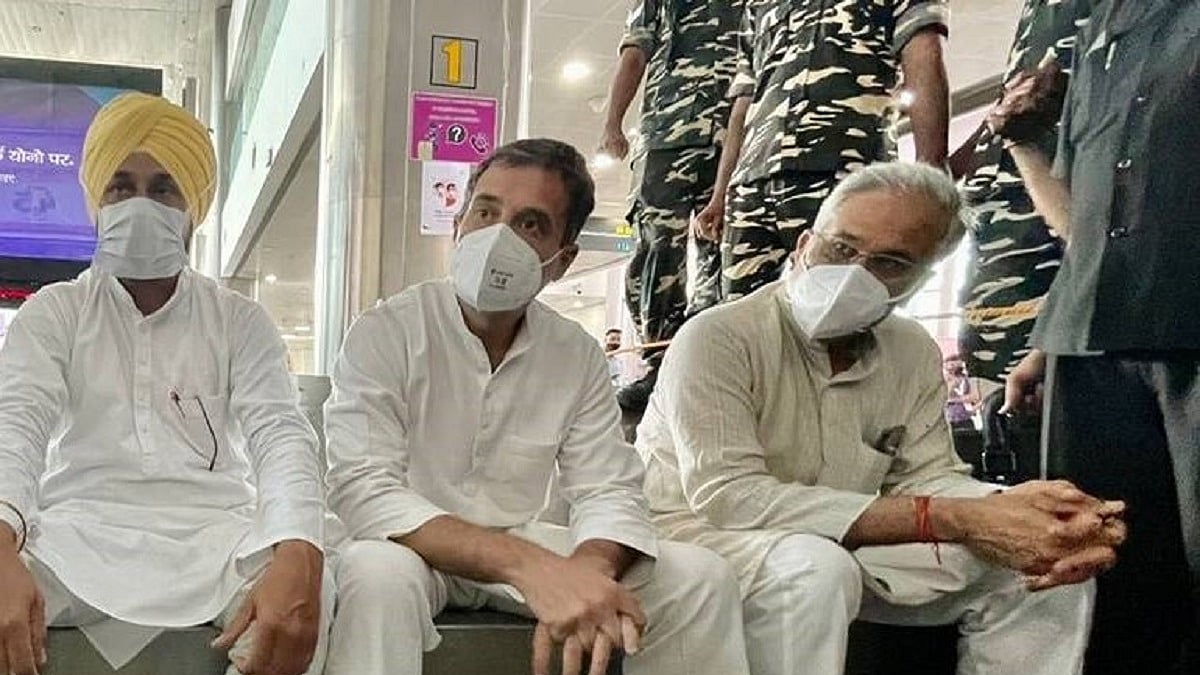 Congress leader Rahul Gandhi, Chhattisgarh CM Bhupesh Baghel and Punjab CM Charanjit Singh Channi detained at the Lucknow airport