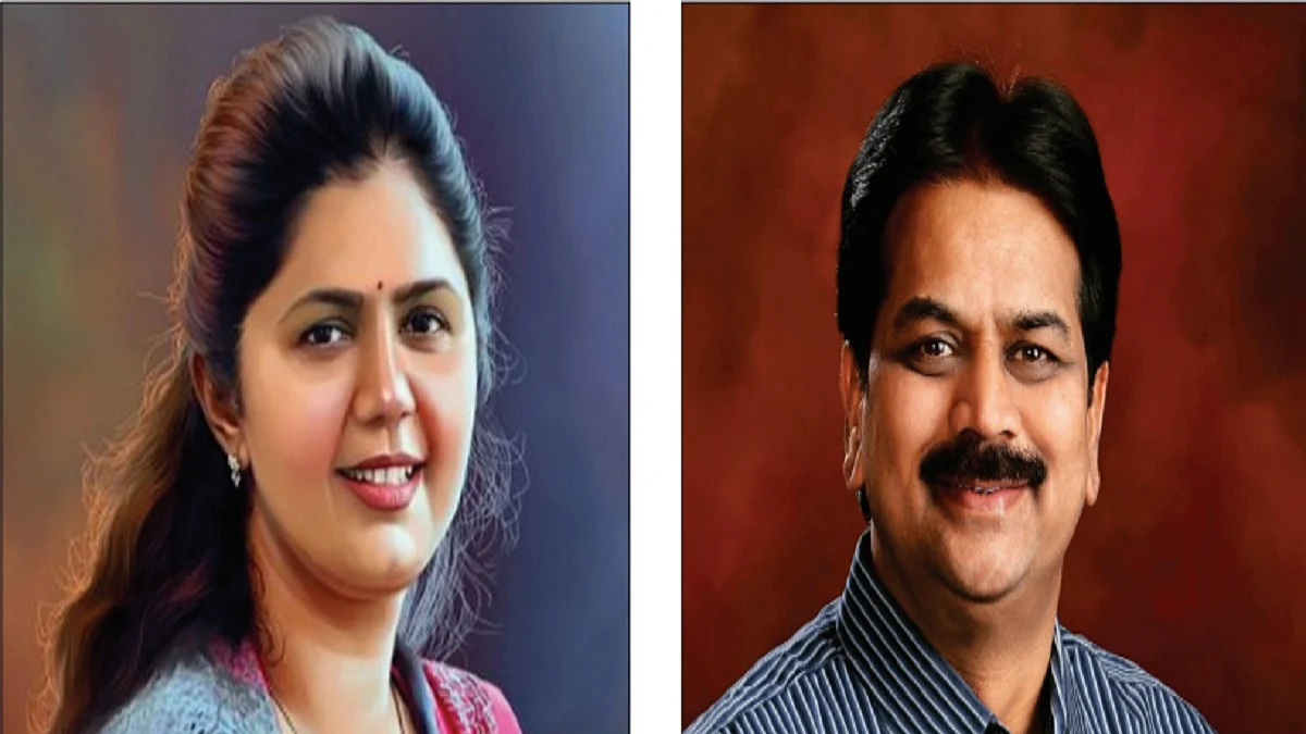 Pankaja Munde; (right) Harshwardhan Patil (Left)