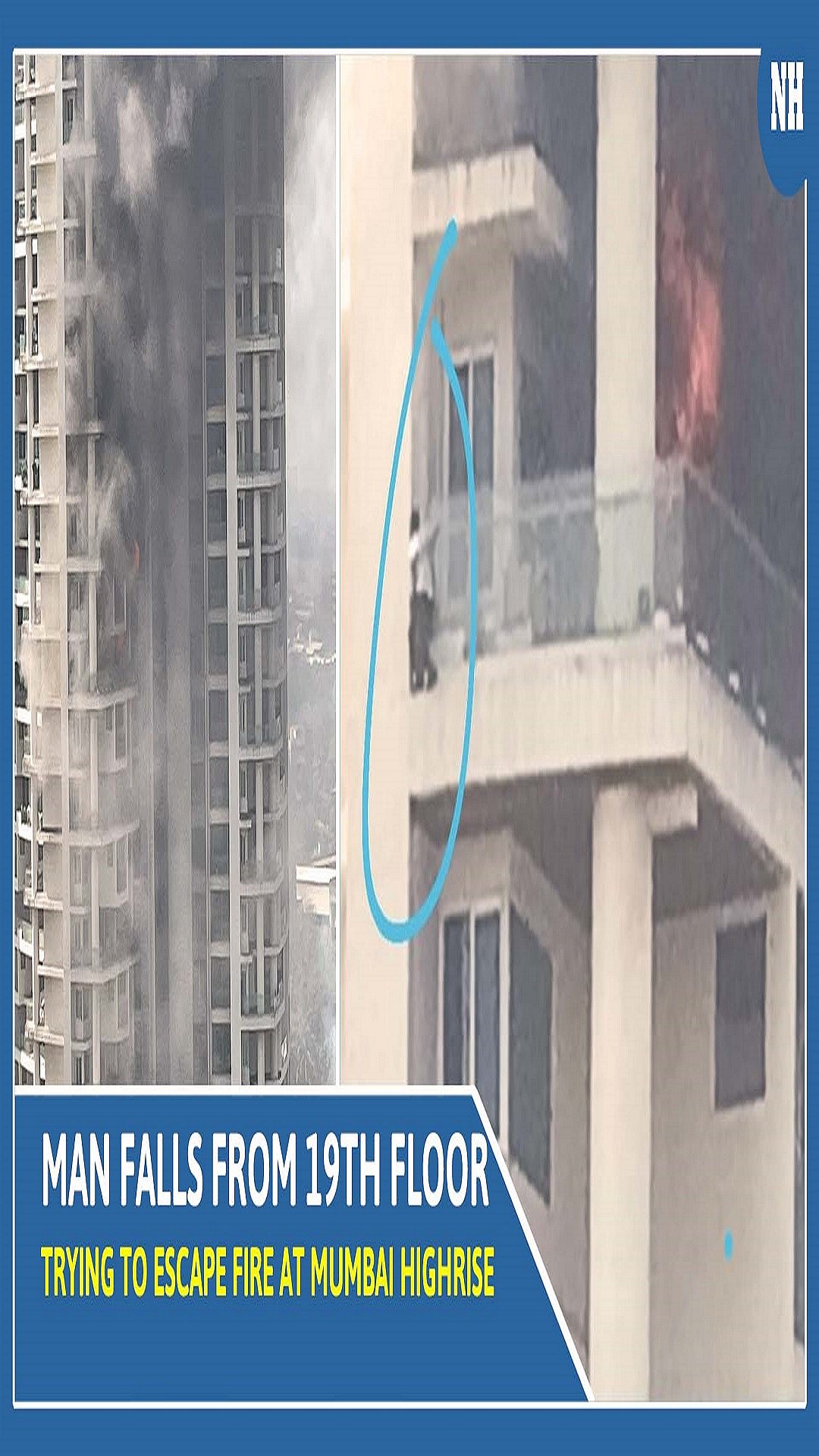WATCH: Man falls from 19th floor to death while trying to escape fire at Mumbai highrise