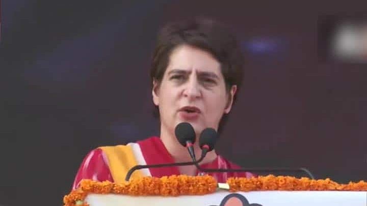 Priyanka Gandhi addresses a massive rally in Gorakhpur