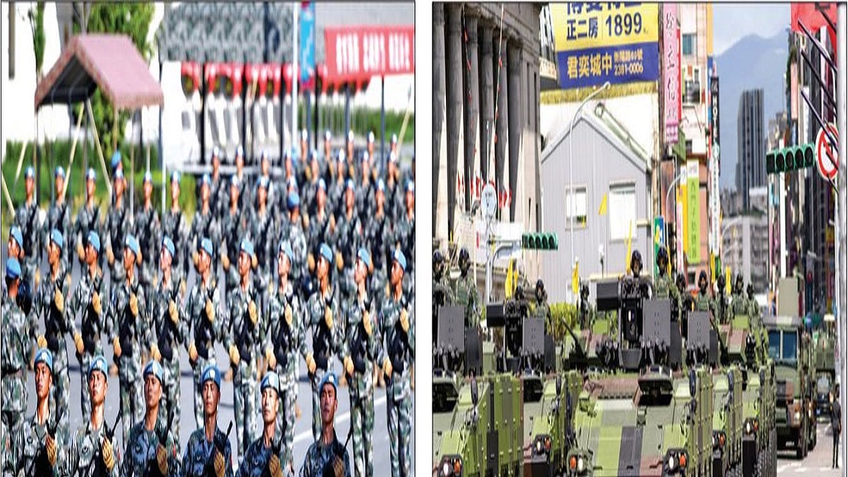China National Day Parade (Left) Taiwan National Day Parade (Right)