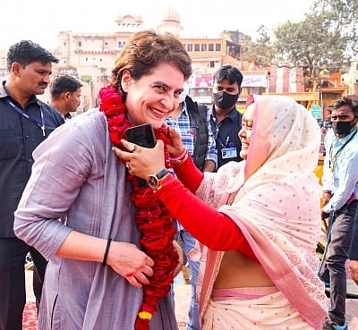 Priyanka interacts with women in UP's Chitrakoot
