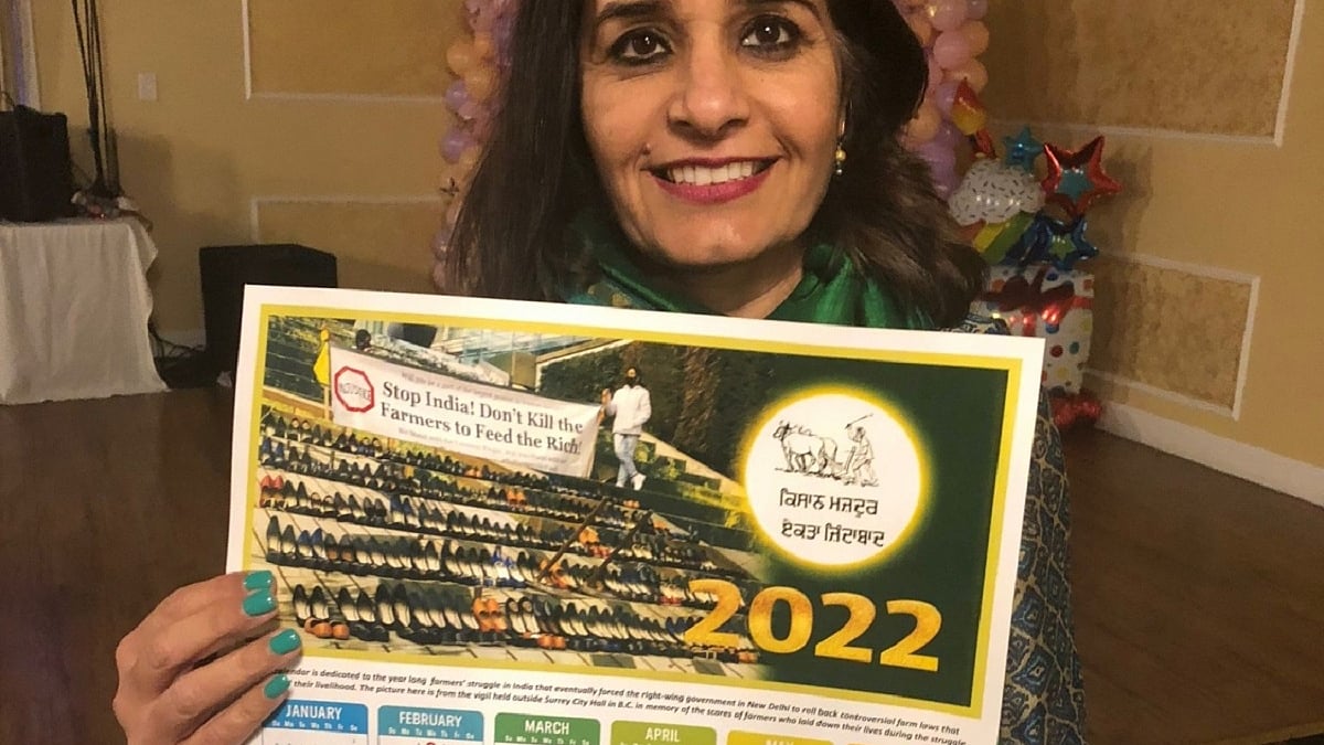 Surrey-Greentimbers MLA Rachna Singh unveils a calendar dedicated to farmers' protest unveiled in Canada
