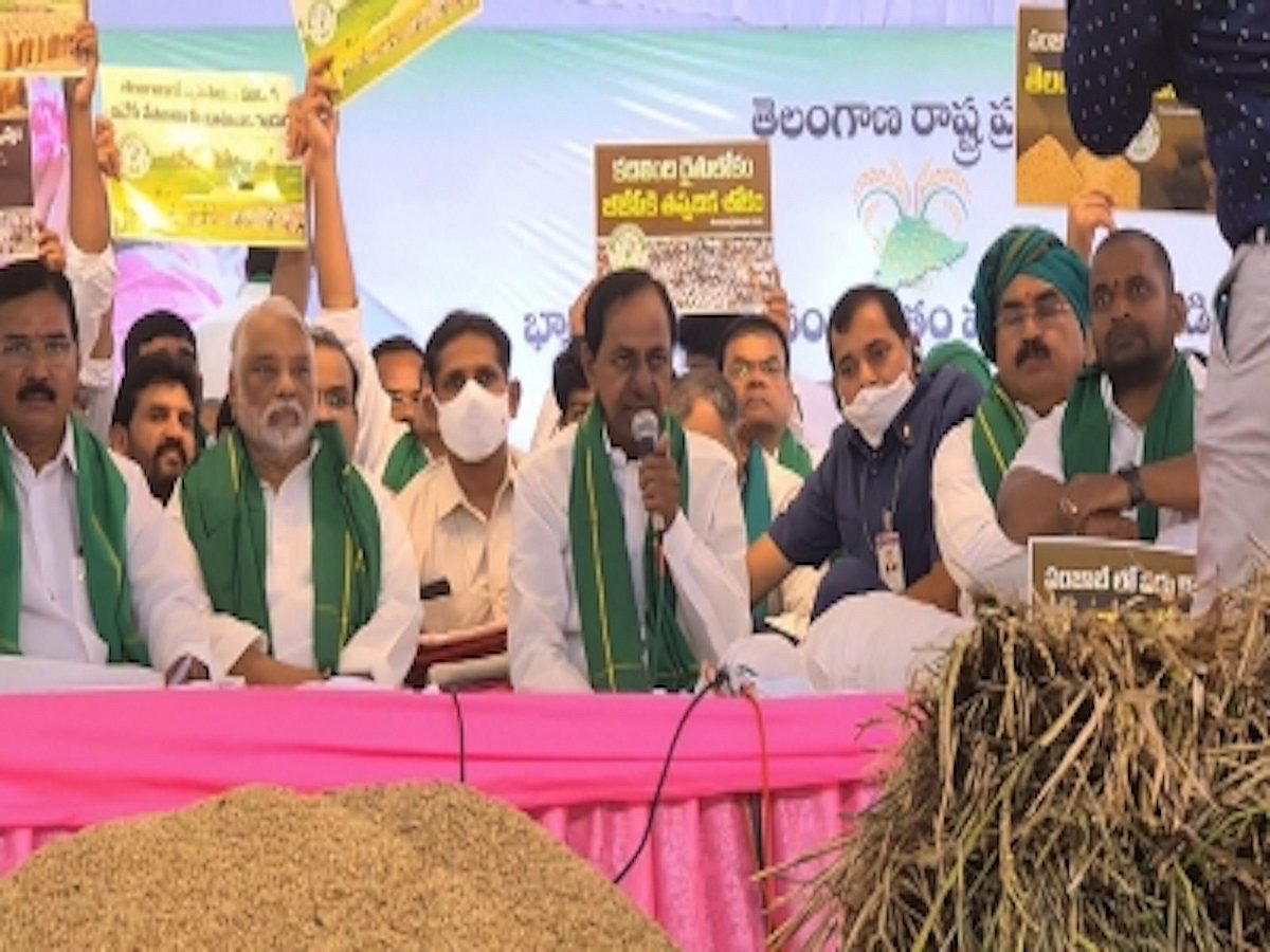 Telangana CM stages dharna in Hyderabad to protest Centre's policies