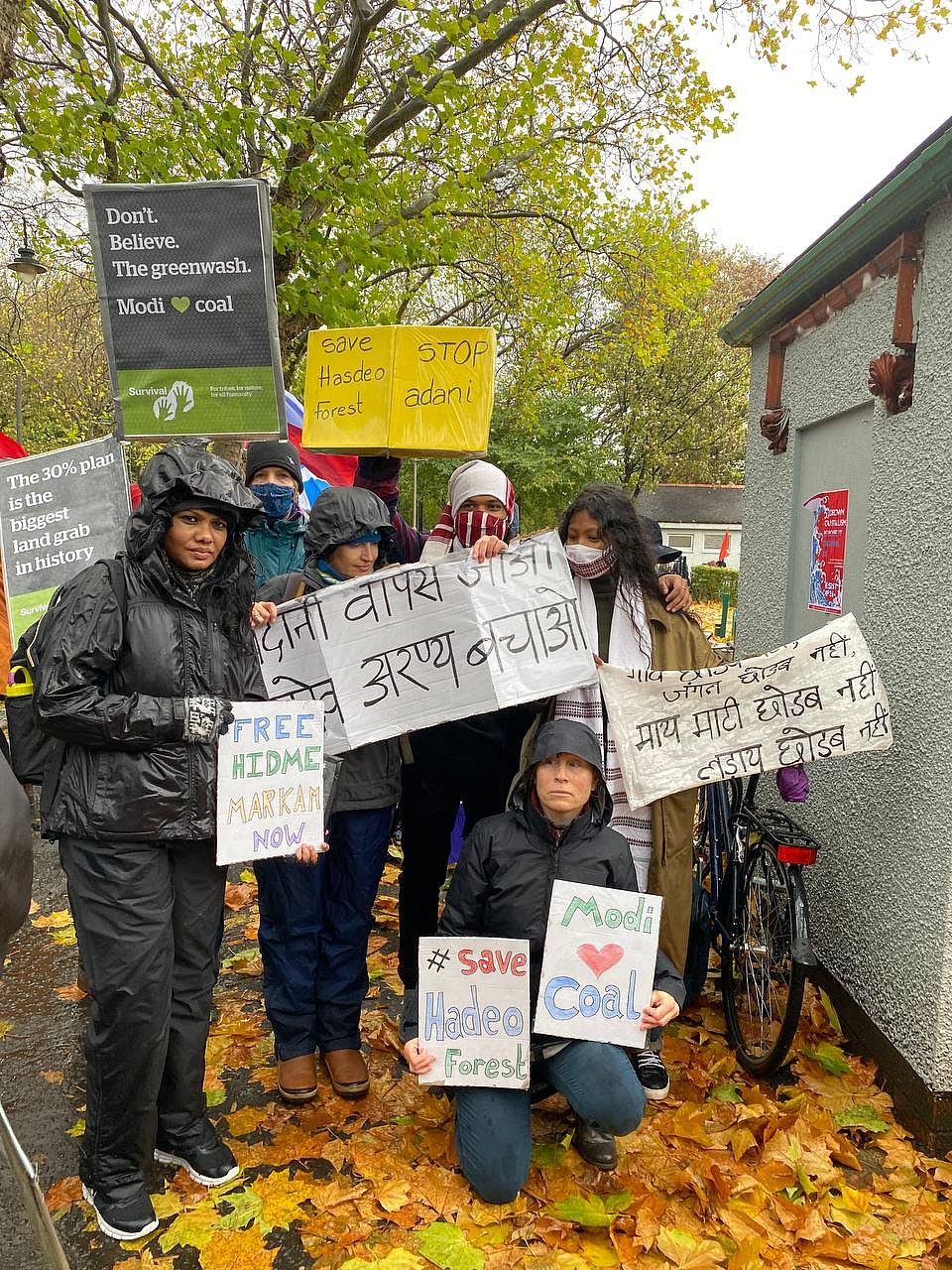 Adivasis from India protest in Glasgow against coal mining at COP26