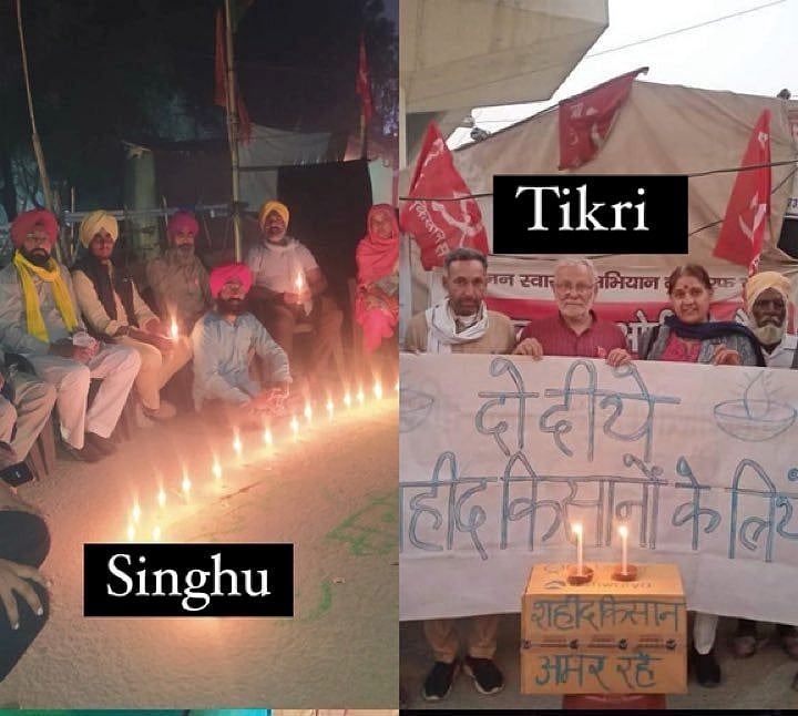 Protesting farmers celebrate Diwali at borders of Delhi