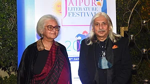 Namita Gokhale and Sanjoy K Roy at JLF 2022- Delhi Curtain Raiser