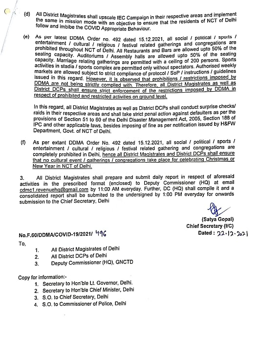 Omicron scare: Christmas, New Year celebrations banned in Delhi