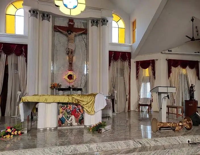 A church in West Bengaluru after it was vandalised