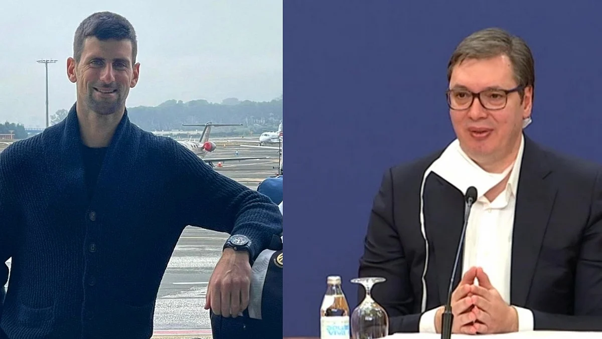 Serbian President Aleksander Vucic and Novak Djokovic