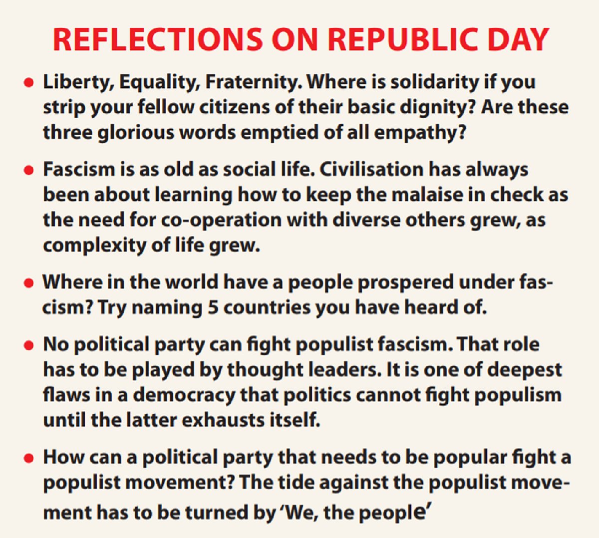 Reflections on Republic Day: It'll be a pity to lose to forces of darkness again