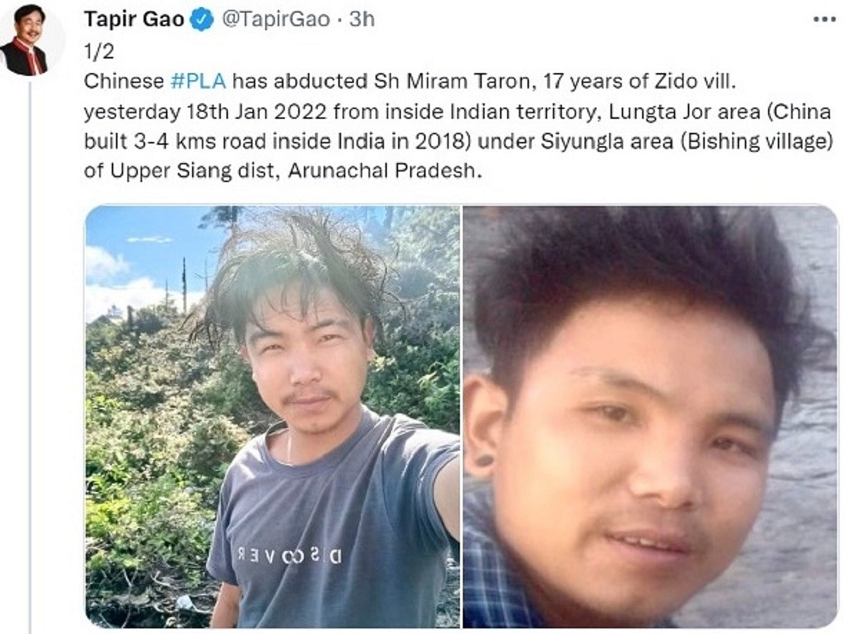 Chinese Army abducted Arunachalee teenager, says MP Tapir Gao
