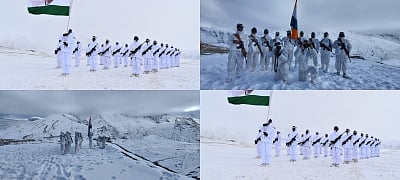 ITBP jawans unfurl Tricolour at icy height in Himalayas on Republic Day