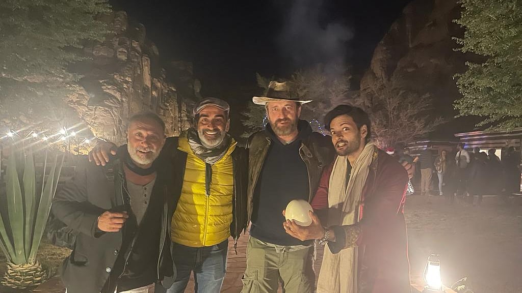 Ali Fazal captured with Gerard Butler in a fun moment on the sets of 'Kandahar'