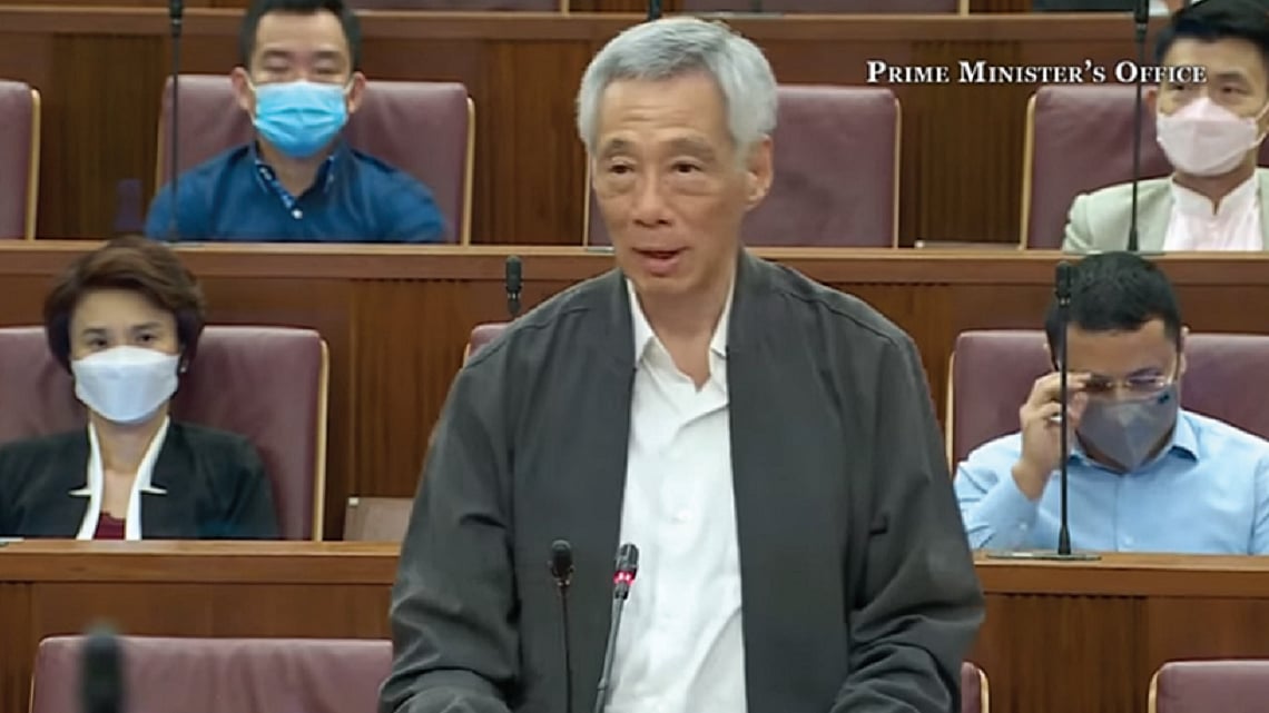 Prime Minister Lee Hsien Loong speaking in Singapore’s parliament