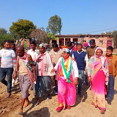 Hemlata Patel campaigning in her constituency