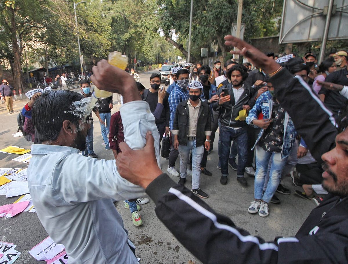 Reopen DU agitation: Student tries to set himself ablaze during protest