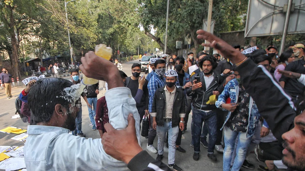 Reopen DU agitation: Student tries to set himself ablaze during protest