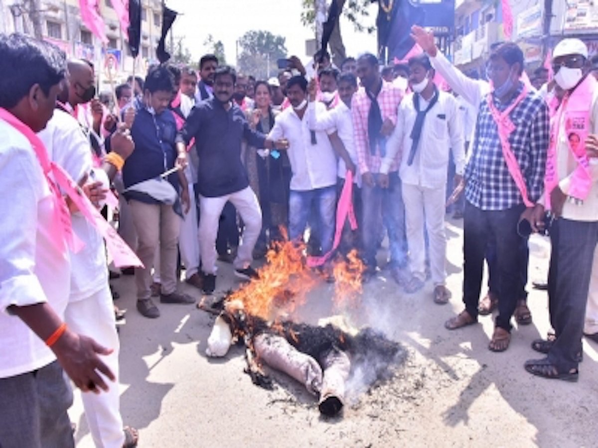 Massive protests across Telangana over Prime Minister's remarks