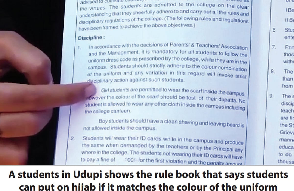 Udupi girls cite college rules that allow hijab if colour matches with uniform 