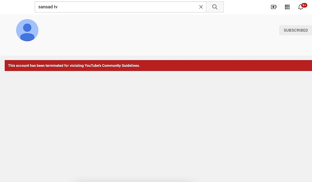 Sansad TV's YouTube account taken down by platform