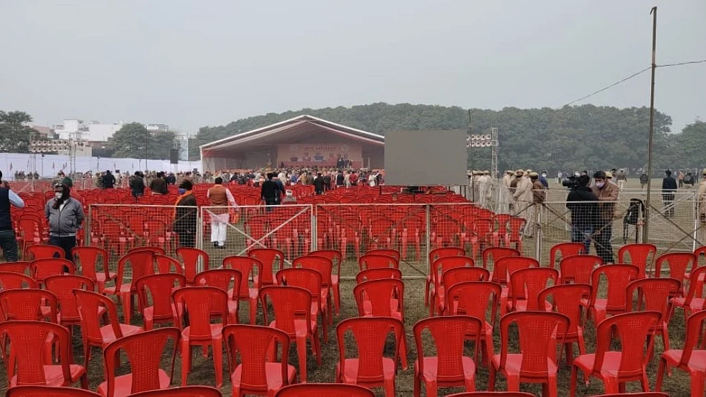 The venue where PM Modi was scheduled to address a rally in UP's Bijnor on Feb 7
