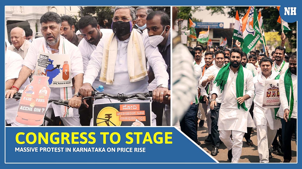 Congress stages massive protest in Karnataka on price rise 