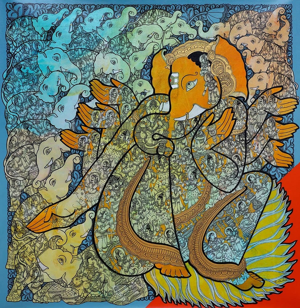 Indian mythological figures come alive in Ramesh Gorjala’s mixed media art show