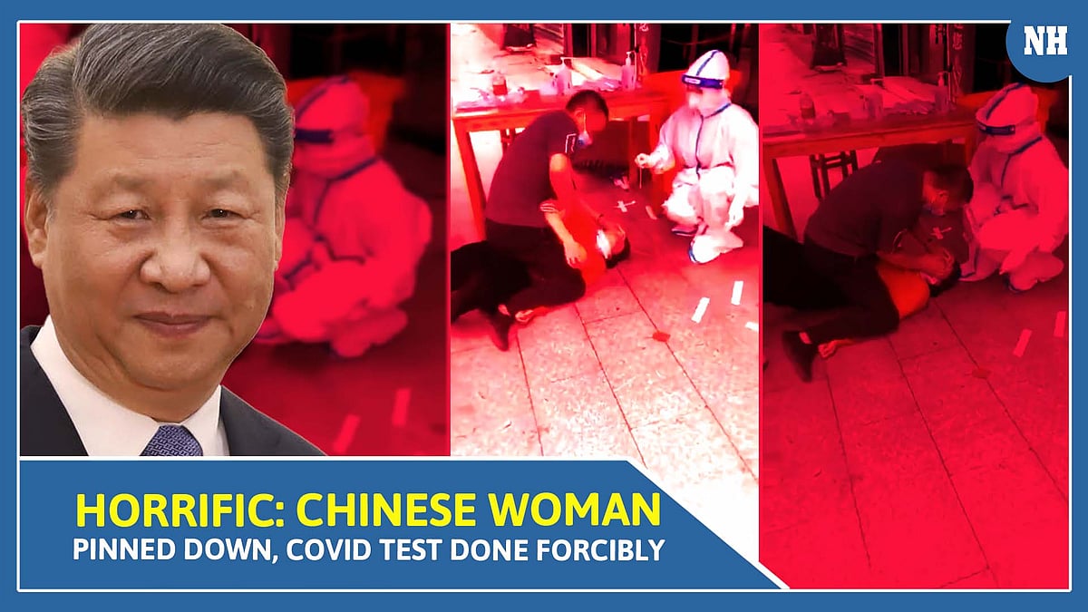 Horrific: Chinese woman pinned down, Covid test done forcibly