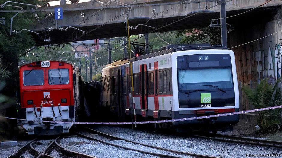 Visuals from the train collision in Barcelona