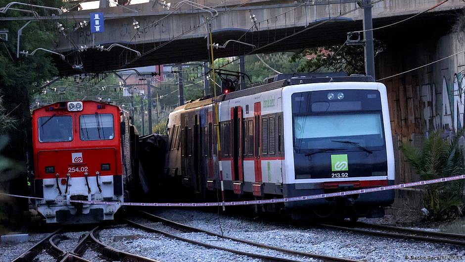 Visuals from the train collision in Barcelona