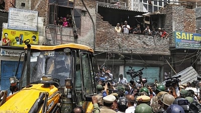A still from Jahangirpuri demolition drive