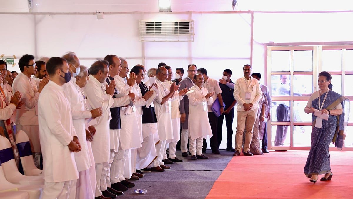 Congress president Sonia Gandhi at the Nav Sankalp Shivir, Udaipur, May 15.