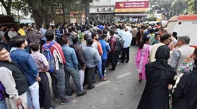 People stand outside bank to withdraw rationed money in the wake of demonetisation. More than 100 people reportedly died in the aftermath of note ban in Nov 2016
