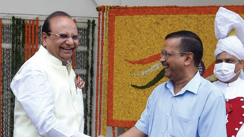 CM Arvind Kejriwal greets Delhi’s new Lt. Governor Vinai Kumar Saxena