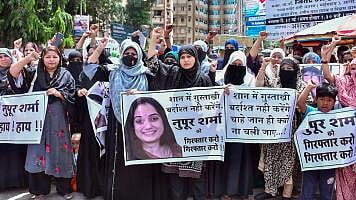 Muslim women protest against Nupur Sharma for her inflammatory remarks against Prophet Muhammad