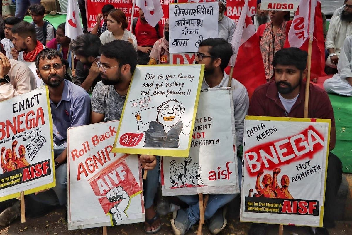 Left-affiliated organisations hold protest against Agnipath scheme