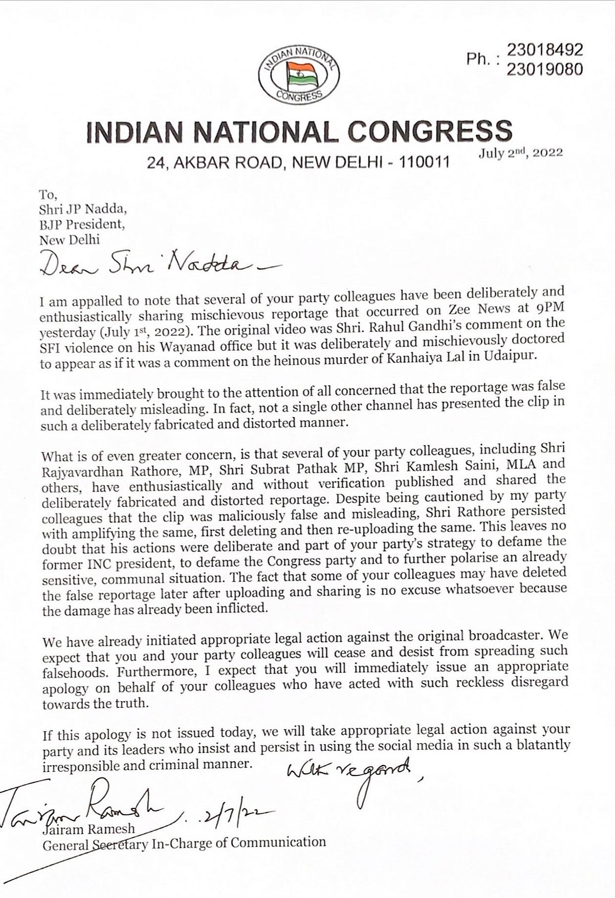 Issue apology or we will take appropriate legal action: Congress to BJP on 'doctored' Rahul video