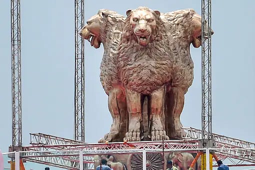 The new avatar of national emblem unveiled by PM Narendra Modi on July 13, 2022