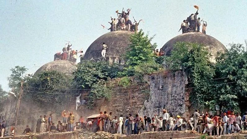 Babri Masjid being demolished on 6 December 1992 (photo: National Herald archives)
