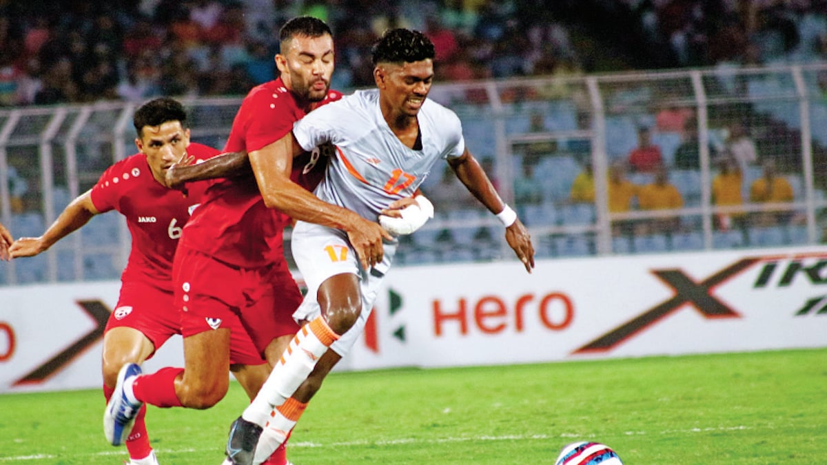 The AFC Asian Cup 2023 Qualifiers final round football match between India and Afghanistan at the Vivekananda Yuba Bharati Krirangan in Kolkata on June 11, 2022 (Photos: Getty Images) 