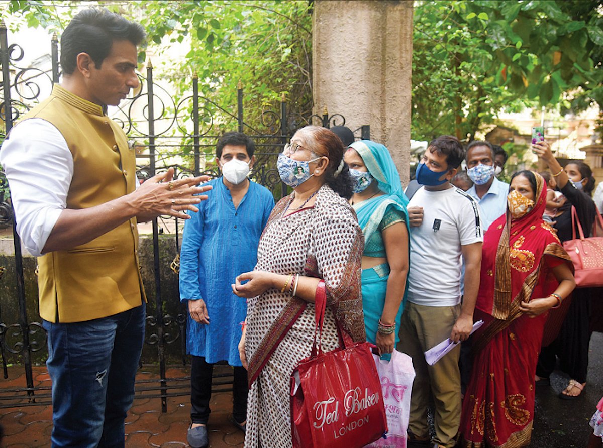 Scores of hapless people throng to Sonu Sood's residence seeking help
