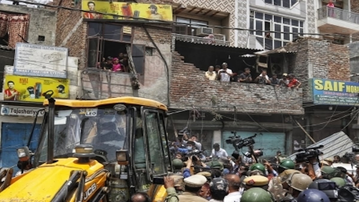 A still from Jahangirpuri demolition drive (IANS Photo- File)