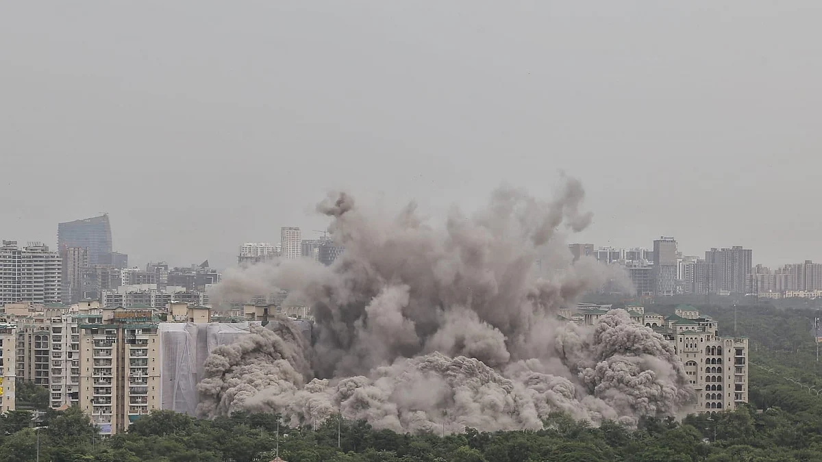 The demolition of 100-metre-high Twin Towers
