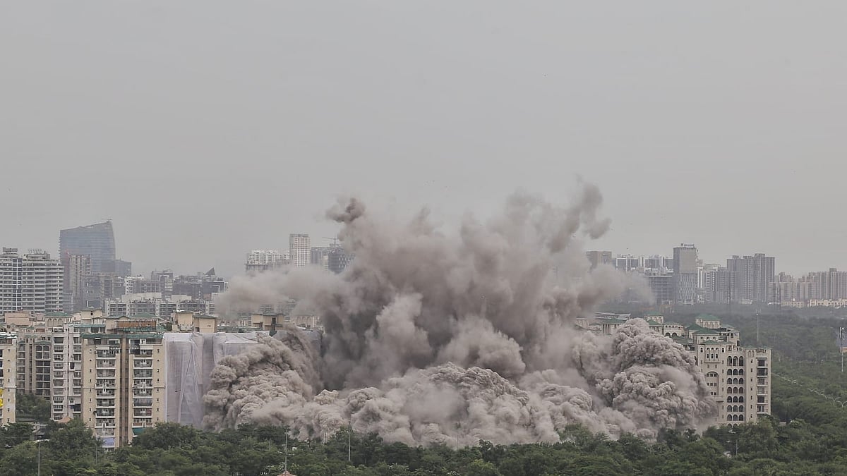 The demolition of 100-metre-high Twin Towers