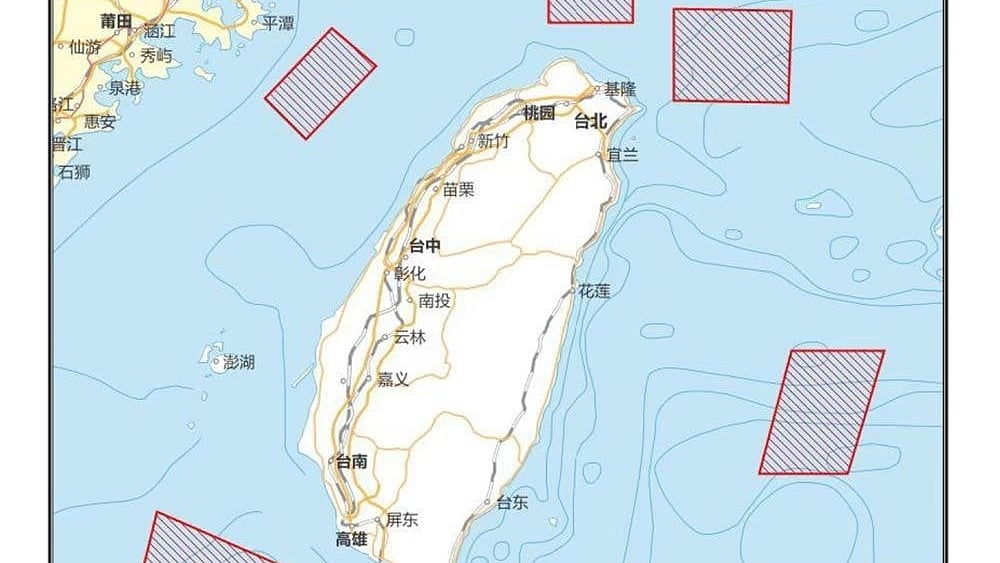 China has announced it will conduct military drills around Taiwan from August 4-7 (Image: Twitter)