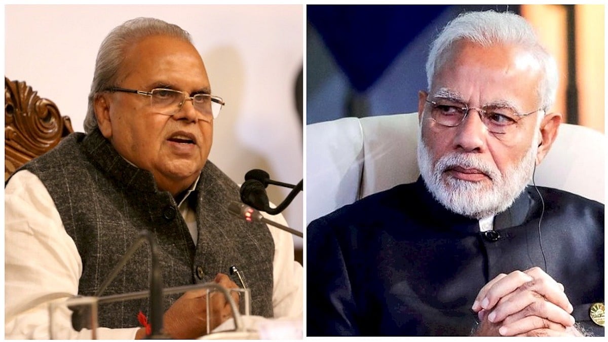 Meghalaya Governor Satyapal Malik (left); PM Narendra Modi (right)