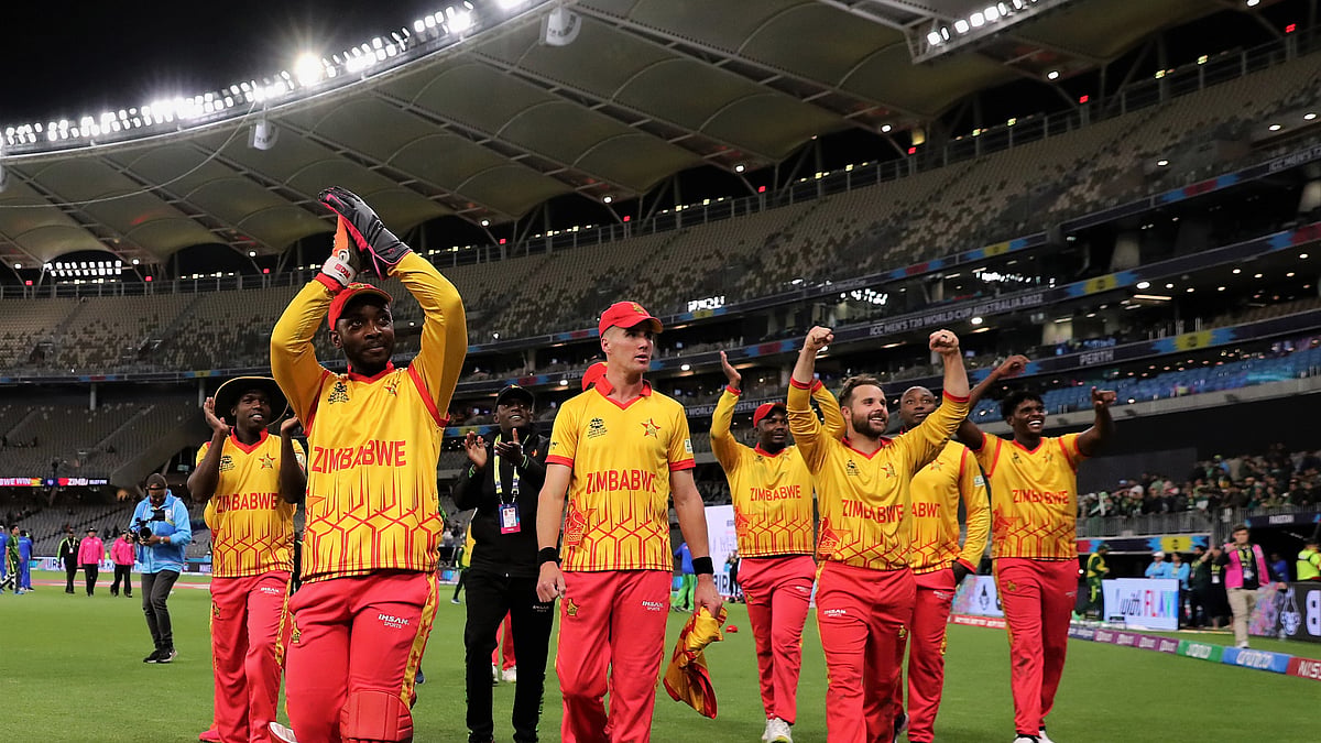 Zimbabwe team after winning the match