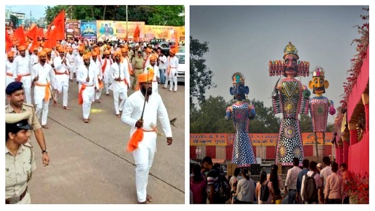 (left) March in Udapi, (right) Dussehra celebration