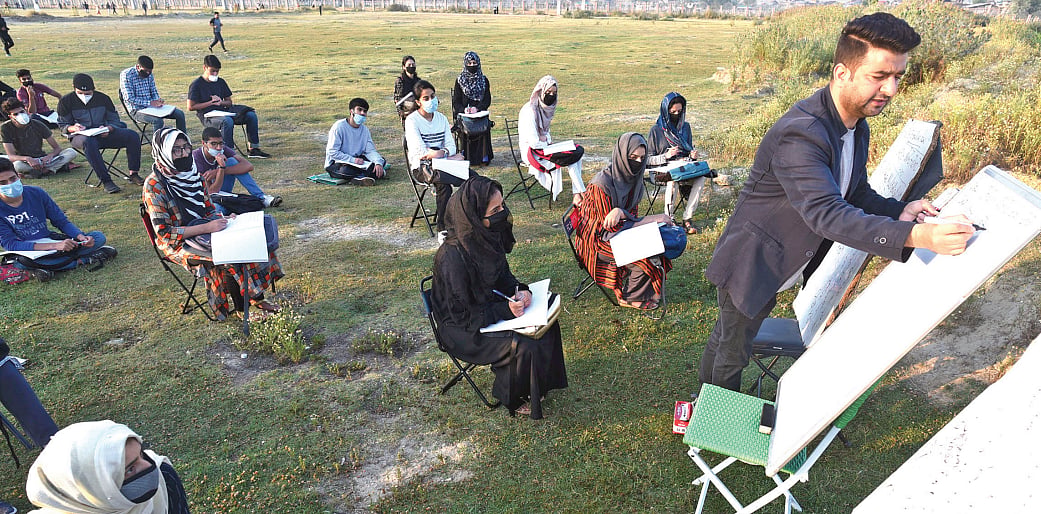 The sprawling Eidgah ground served as an open air classroom for students living in the congested old Srinagar during the Covid lockdown in 2020